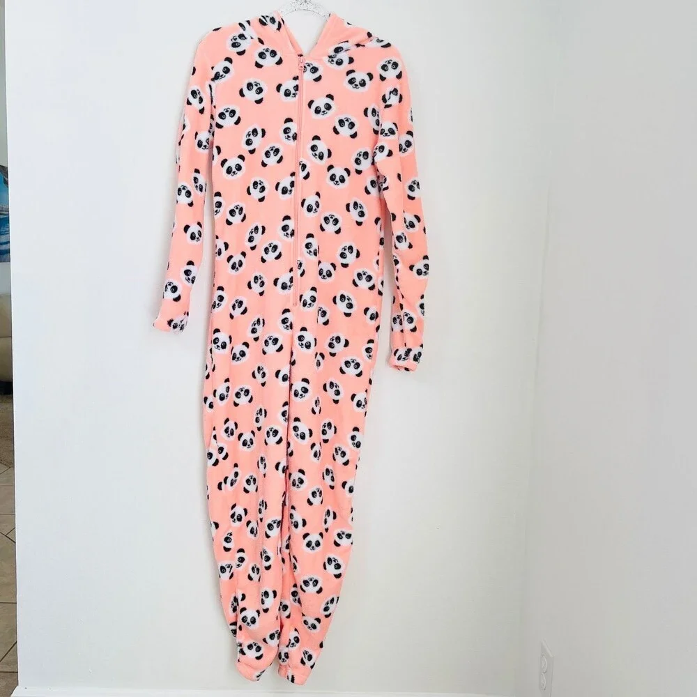Pajamas Women’s One Piece Pajama. Size M. Orange Panda bear.